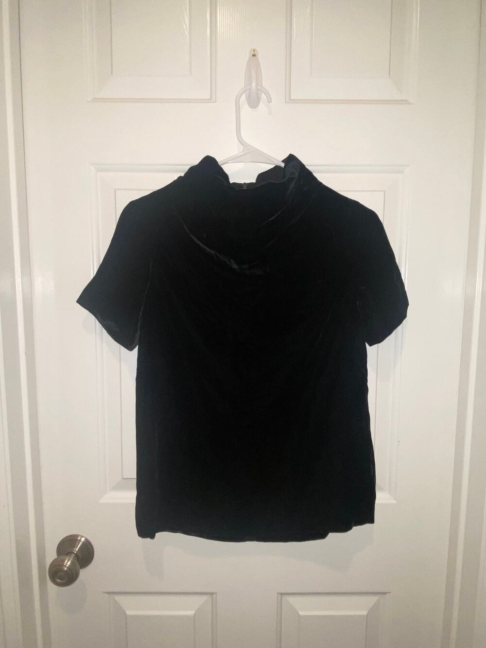 COS Velvet S/S Blouse Mock Neck Top Size 2